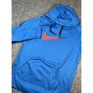 Nike Men Dri-Fit Therma Fleece Training Graphic Hoodie Blue Medium Center Swoosh